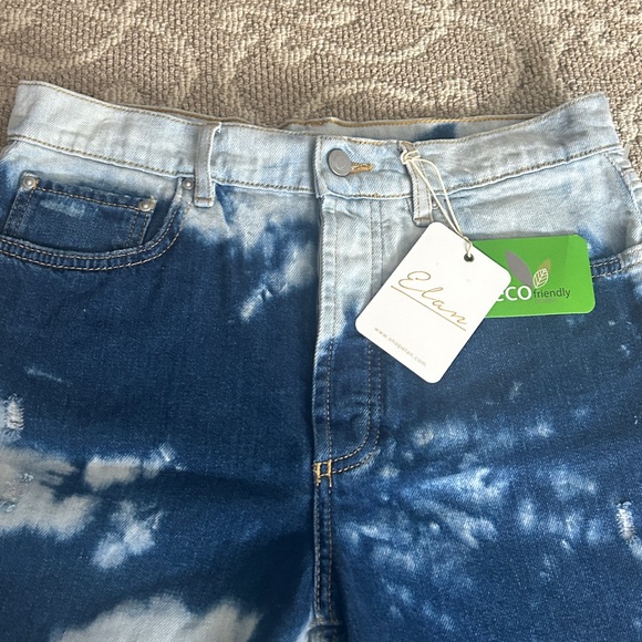 Elan Tie Dye High Rise Straight Leg Cropped Jeans Women's Medium button fly NWT - Picture 3 of 9
